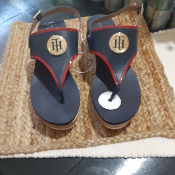 tommy hilfiger navy wedge sandals